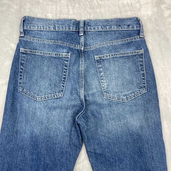 GAP Jeans Womens 6/28R Blue Denim Faded Distressed High Rise Cheeky Straight Leg - Picture 4 of 9